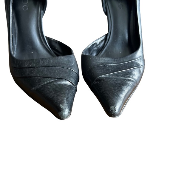 Aldo Black Pointy Toe Pumps Stiletto Heels | Size 37 / 7 - Picture 10 of 13